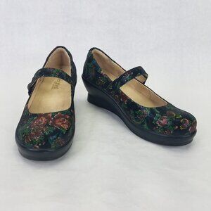 ALEGRIA Flair Wedge Mary Jane Women 8.5 Metallic Winter Garden Heel Comfort Shoe